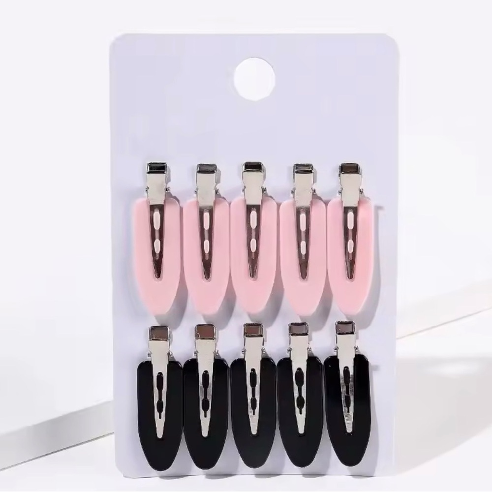 Pink and Black Hair Clips Set